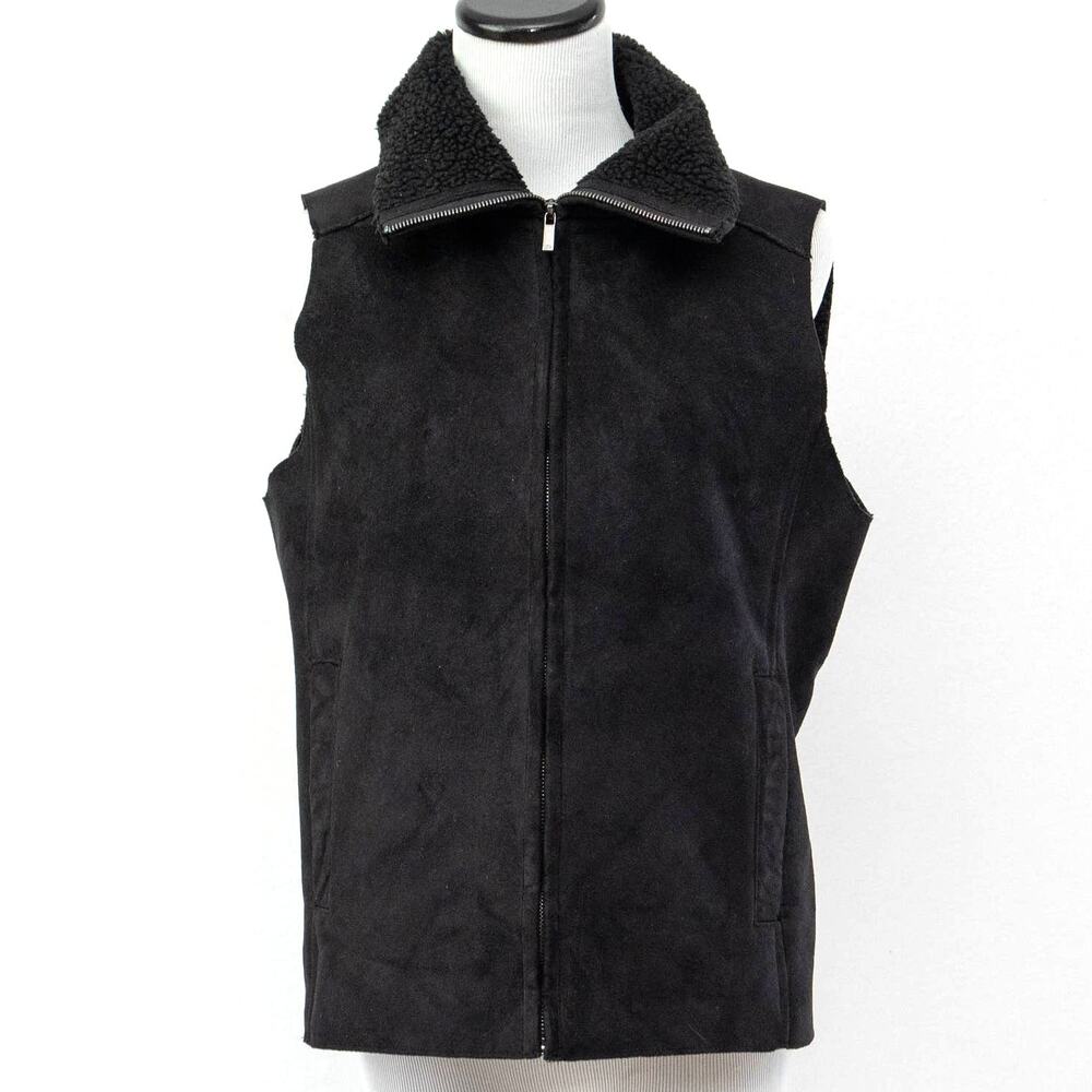 Ralph Lauren Faux Suede Fleece Lined Zip Front Vest Size Small
